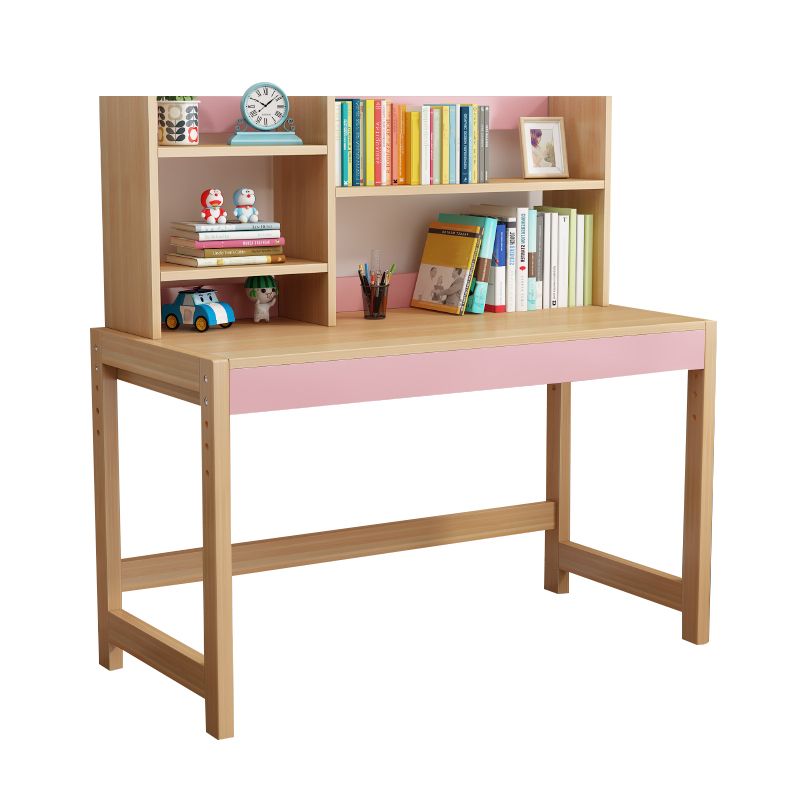 Modern Natural Children's Desk with Storage Shelves and 2 Drawers