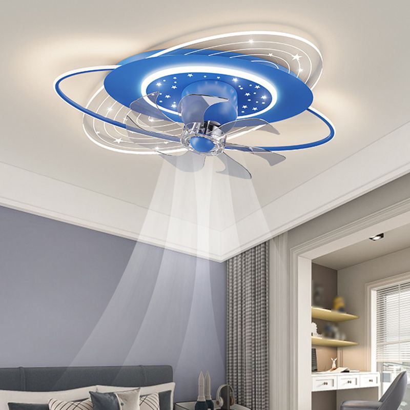 Metal Oval Shape Ceiling Fans Light Kid Style 3-Lights Ceiling Fan Light