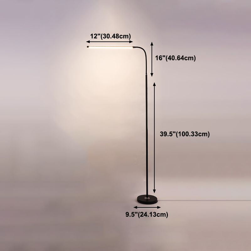 Lampada da pavimento a forma lineare moderna in metallo a 1 luci di luce in nero