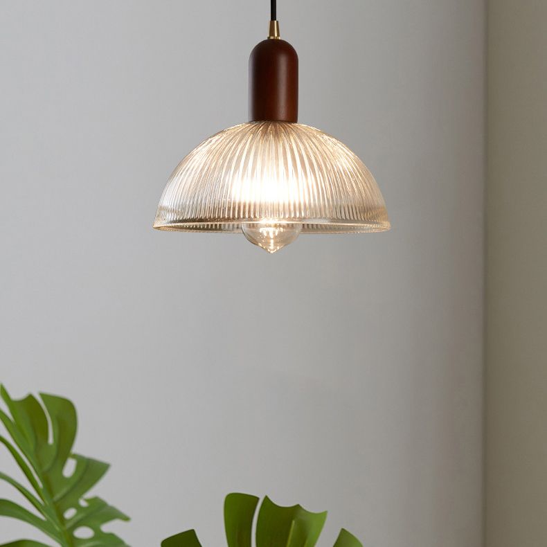 1 Light Pendant Lighting with Glass Shade Industrial Bowl Hanging Lamp for Bedroom