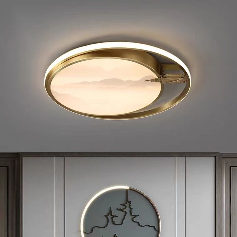 Geometry Shape Flush Mount Lamps Modern Metal 2-Light Flush Lights in Gold