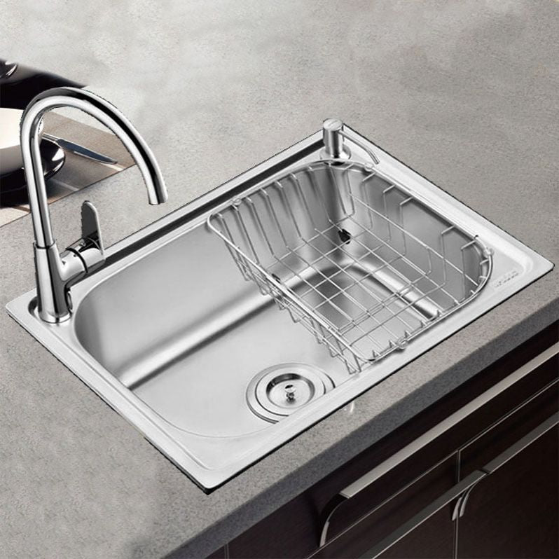 Modern Style Kitchen Sink Stainless Steel Single Bowl Kitchen Sink with Basket Strainer