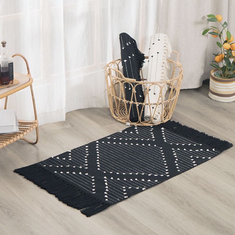 Victoria Living Room Carpet Americana Pattern Area Tapis Coton Blend Fringe Indoor tapis