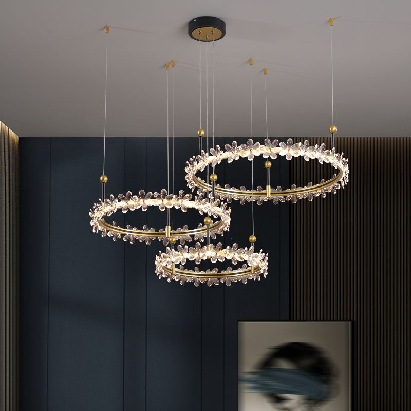 3-Tier Shape Chandelier Lights Modern Metal 3 Light Chandelier Lighting Fixtures in Gold