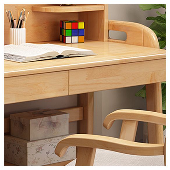 Adjustable Writing Desk with Hutch Wood Kids Desk and Chair Set