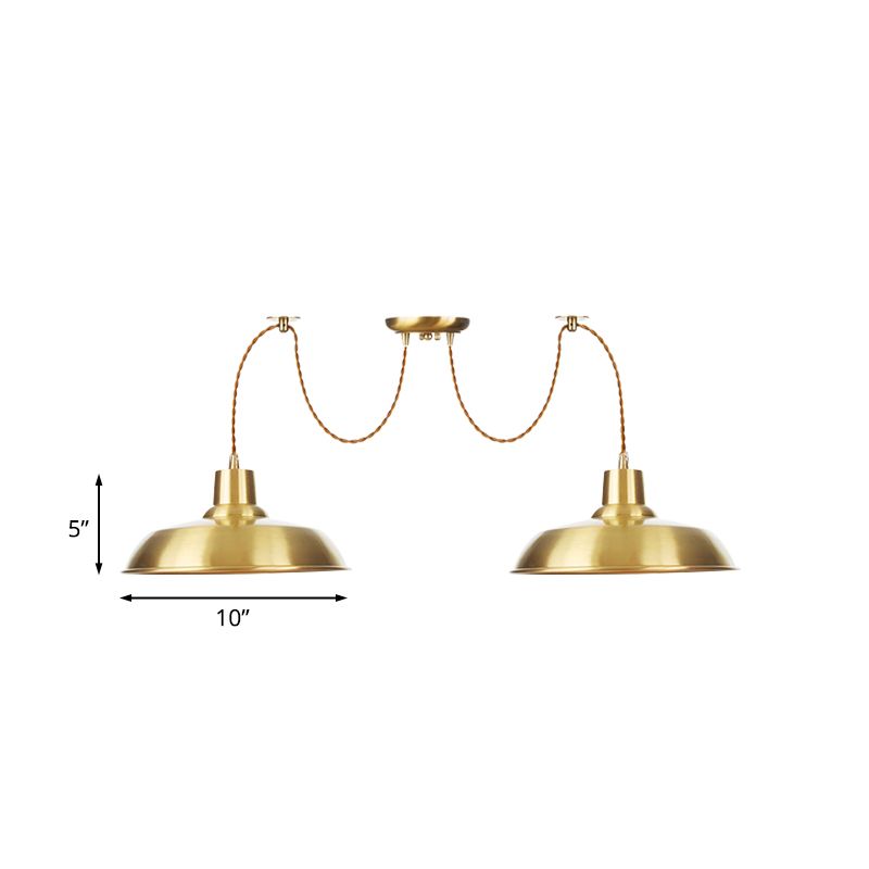 Finition or 2/3/4 bulbes plusieurs pendentifs de lampe industrielle en métal de forme de grange swag luminaire suspendu