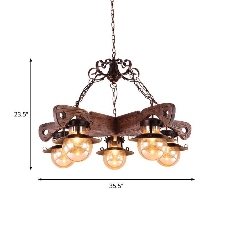 5/9 luces Lucina de colgante de bolas Cognac Cognaced Glass Chandelier industrial en óxido