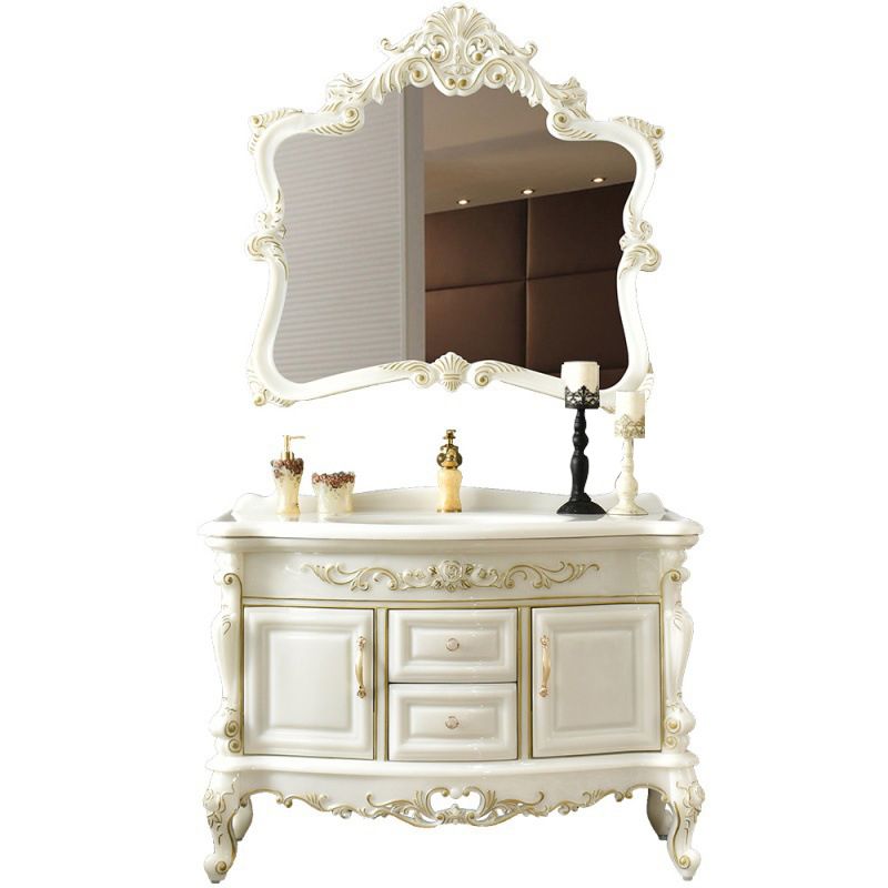 Luxury Bathroom Vanity Set Single Sink Drawers 2 Doors Bathroom Vanity with Mirror