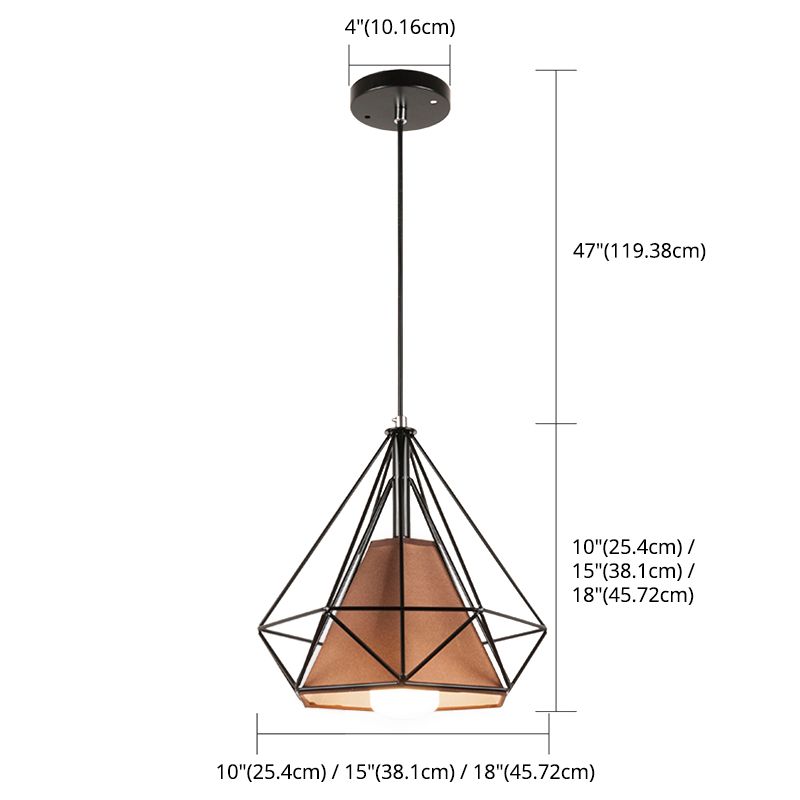 1 Light Diamond Pendant Industrial Metal Ceiling Pendant with Hanging Cord for Restaurant