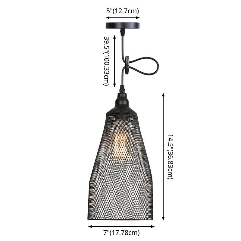 1 Light Wire Mesh Light Anhänger nordischer Industriestil Metallhangleuchten für Bar