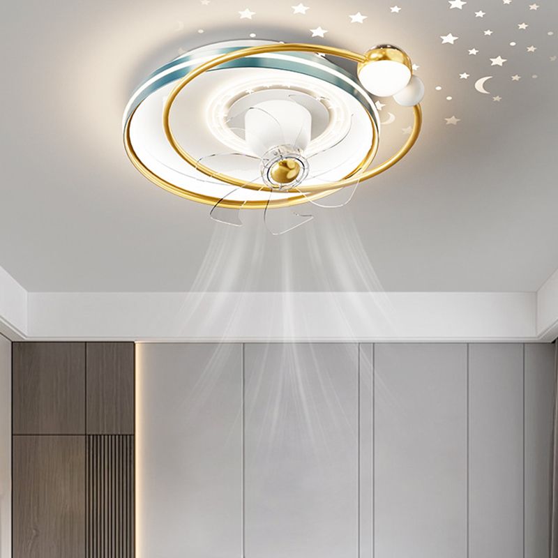 Modern LED Geometric Fan Light White and Gold Ceiling Fan Light