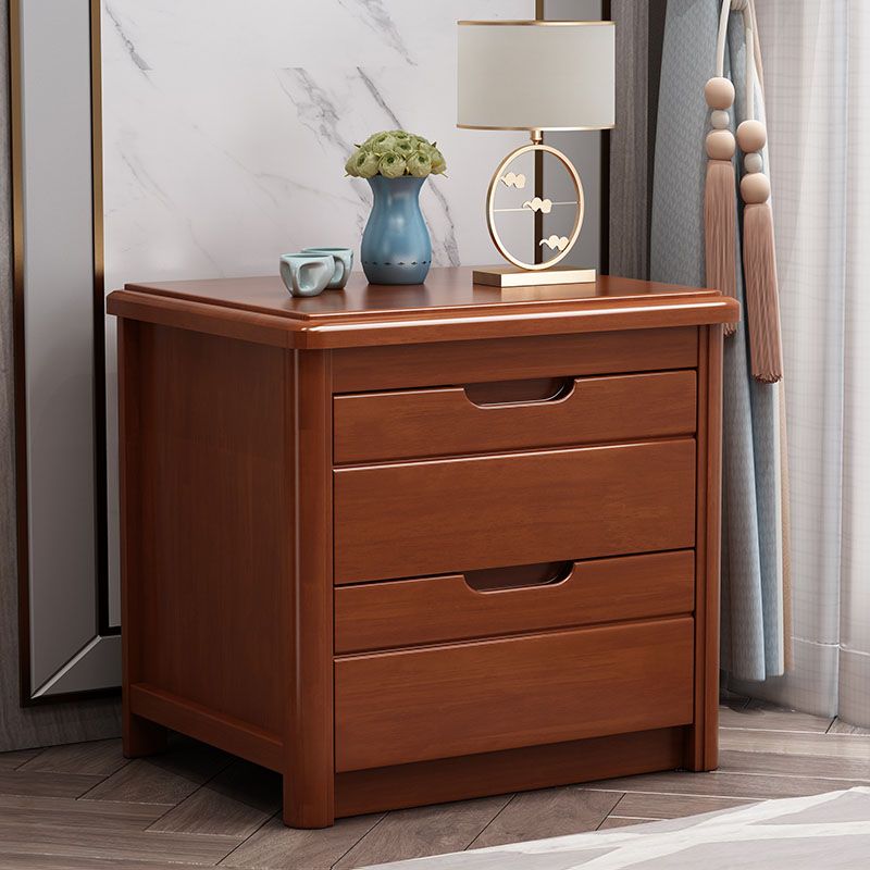 Solid Wood 2 Drawer Modern Night Table Drawer Storage Bed Nightstand