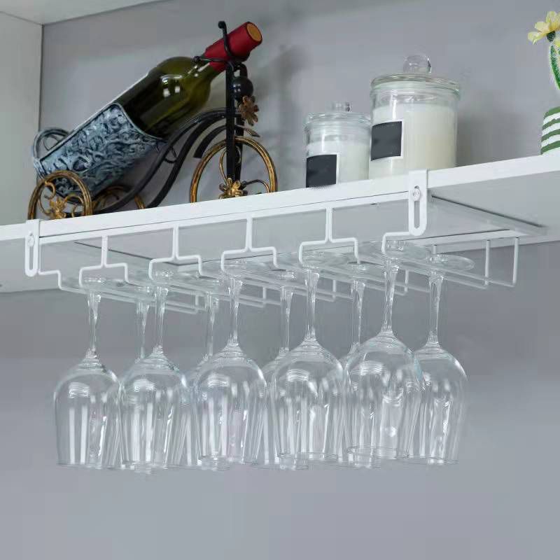 Contemporary Hanging Wine Glass Rack Stemware Holder for Kitchen