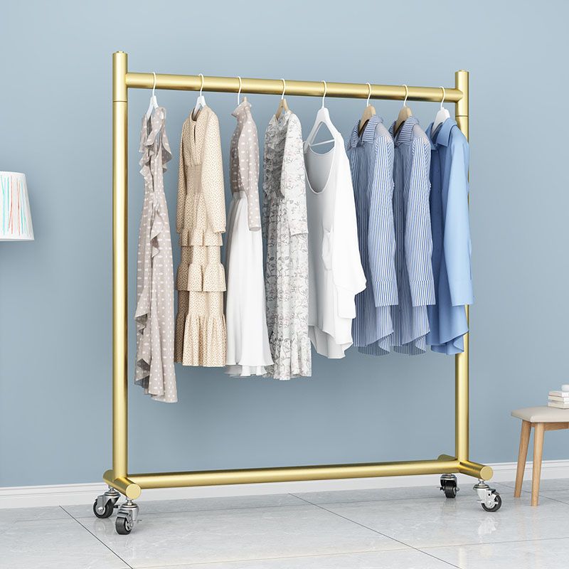 Modern Entryway Kit Metal Framed Hanging Rail and Castors Hall Stand