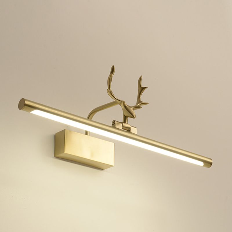 Brass LED Mirror Light Vintage Vanity Lighting in Gold for Bathroom