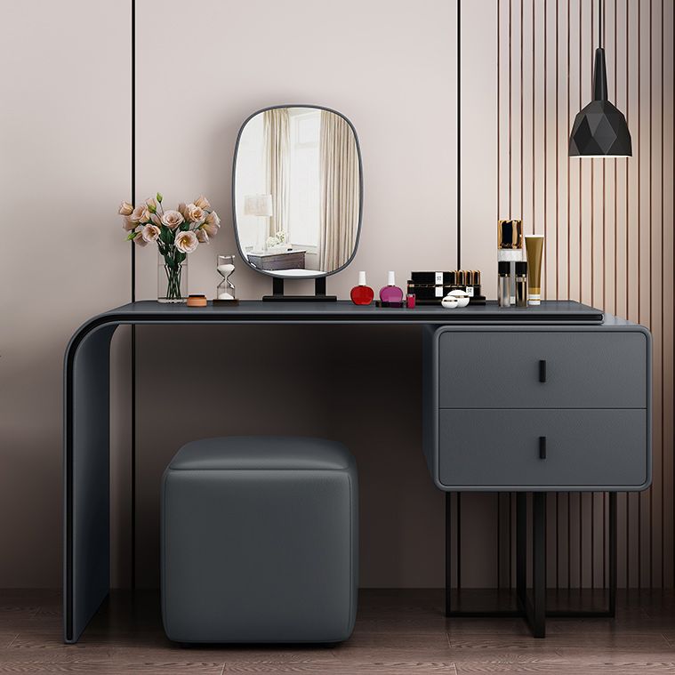 2-drawer Leather Vanity Table 28.74" H Dressing Table with Metal Base