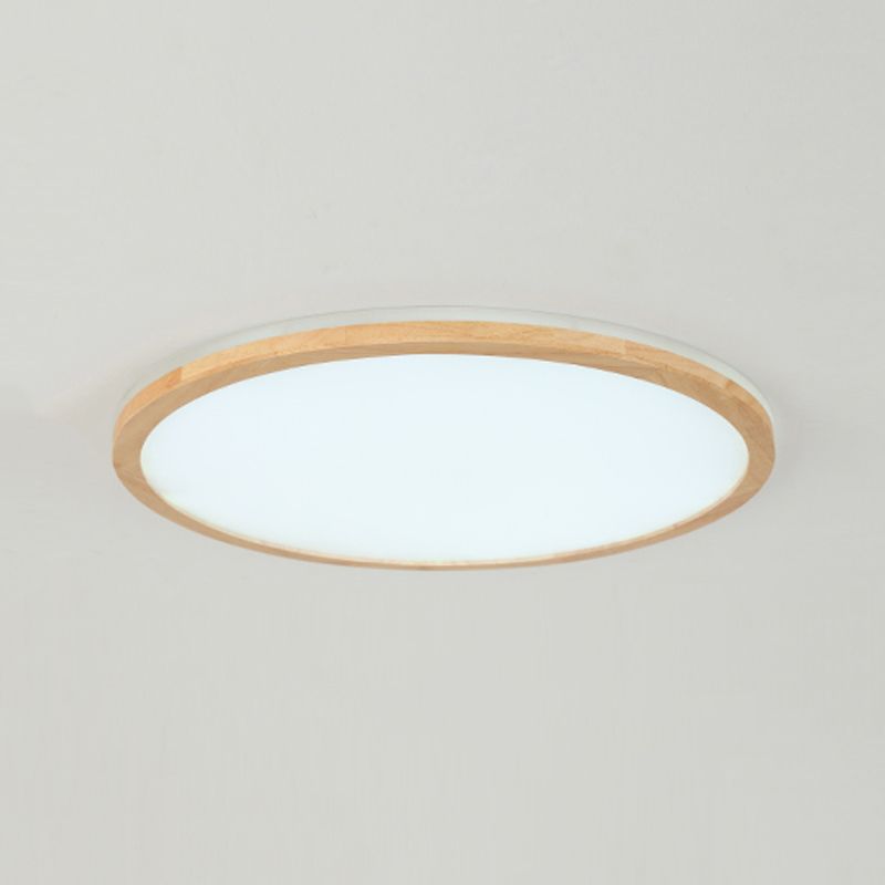 LED Modern Wood Flush Mount Circular Shape Ceiling Light with Acrylic Shade for Bedroom