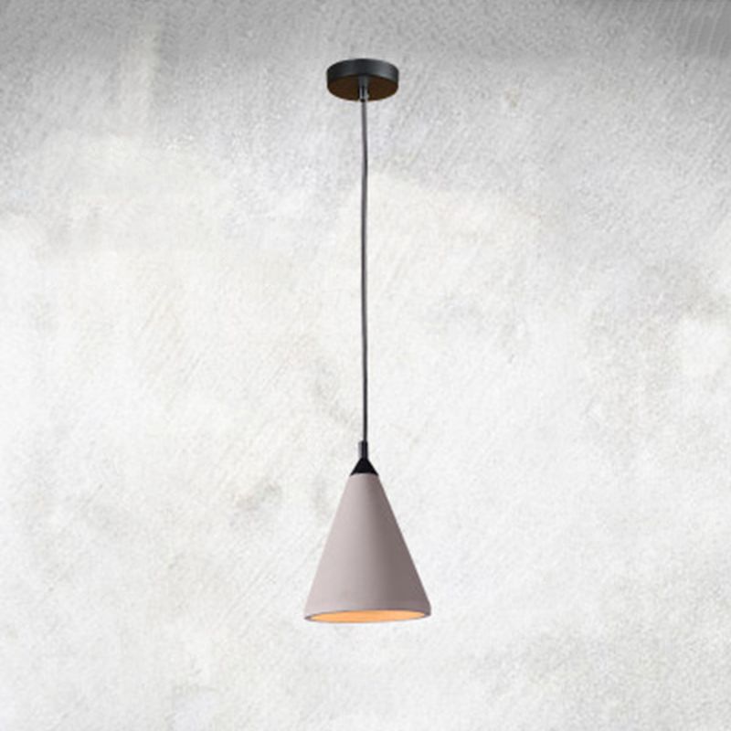 Conical Down Lighting Pendant Modern Style Cement 1 Light Hanging Light Fixtures in Grey