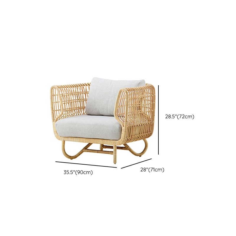 Rattan Patio Sofa Rust Resistant Outdoor Patio Sofa with Cushion