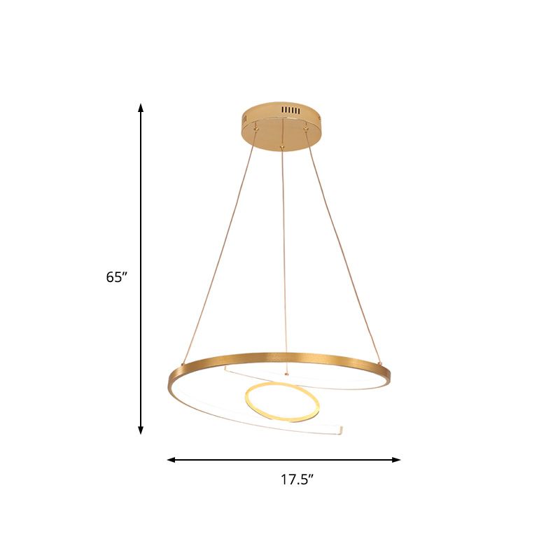 18"/23.5" Wide Twist Chandelier Lamp Modern Acrylic LED Gold Hanging Pendant Lamp in White/Warm Light for Living Room