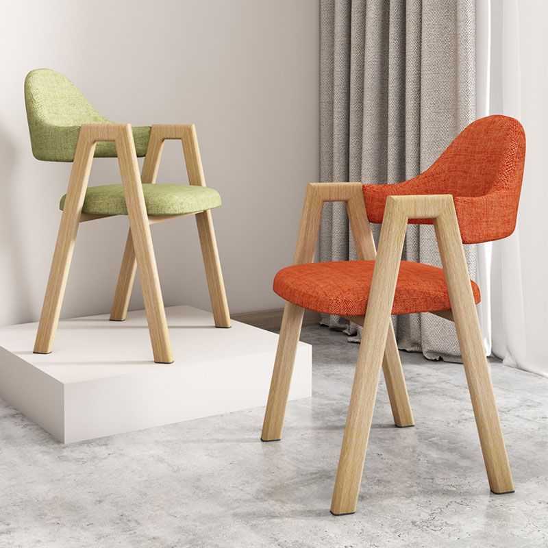 Modern Fabric Dining Chair with Arms Matte Finish Open Back Side Chair