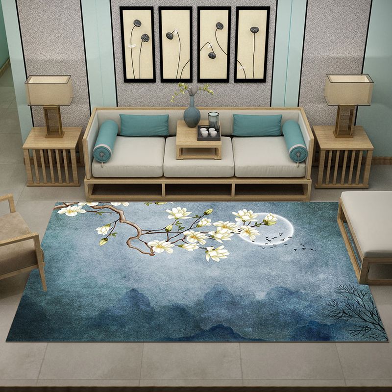 Nostalgia Ink Pattern Rug Color Mixed Polyester Carpet Stain Resistant Indoor Rug for Home Decor