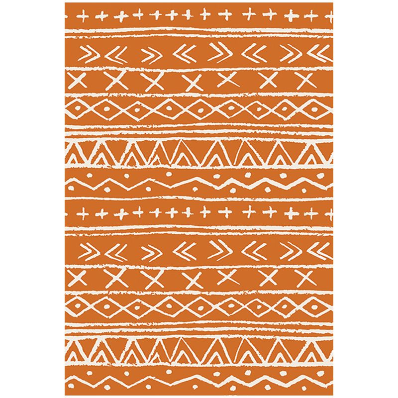 Solid Color Ethnic Print Rug Polyester Bohemian Carpet Non-Slip Backing Indoor Rug for Home Decora