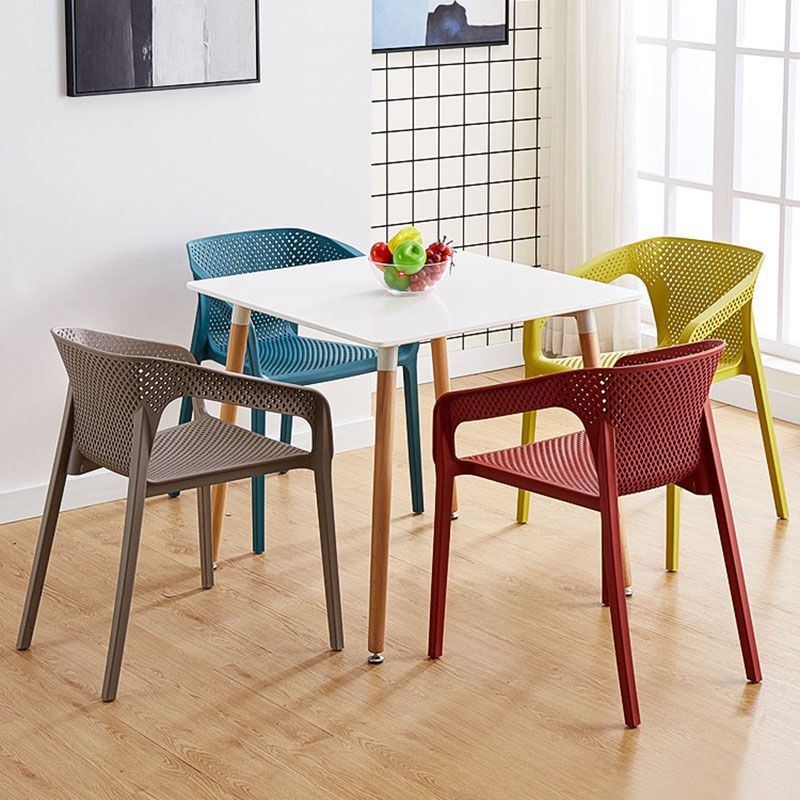 Contemporary Stackable Chairs Dining Kitchen Arm Chairs with Plastic Legs