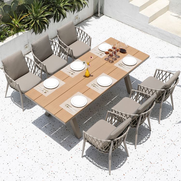 Contemporary Aluminum Frame Table Outdoor Rust Resistant Patio Table