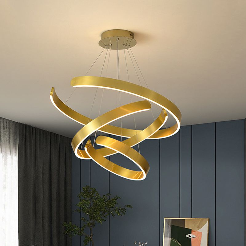 Orbicular Chandelier Lighting Fixtures Modern Gold Hanging Chandelier with Silica Gel Shade