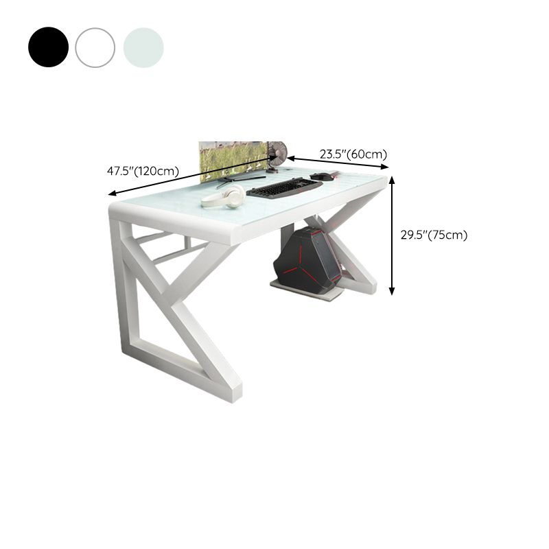 Contemporary Glass Top Gaming Desk 29.53-inch Tall Computer Desk