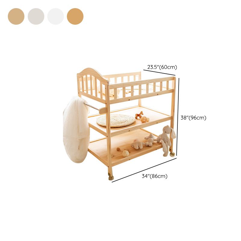 Wooden Brown Baby Crib Storage Modern Nursery Bed with Storage