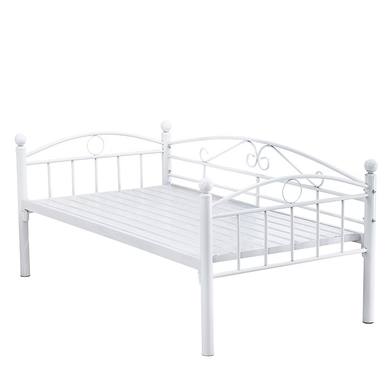 Open Frame Metal Bed Contemporary White Standard Bed with Guardrails