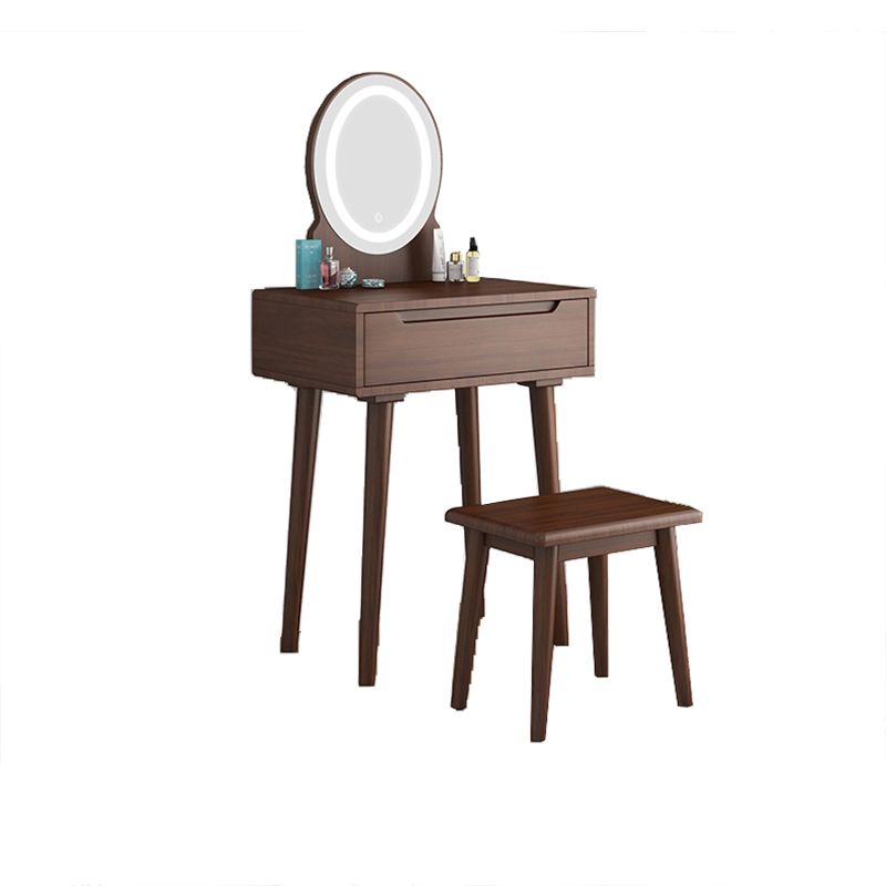 29.5" Height Wood Vanity Makeup Table Set Vanity Stool with Drawer for Bedroom