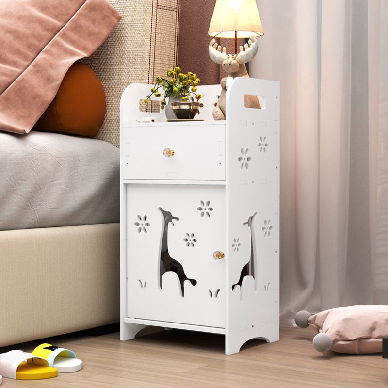 Modern & Contemporary End Table for Nursery Storage White Wooden Flat Top Animals