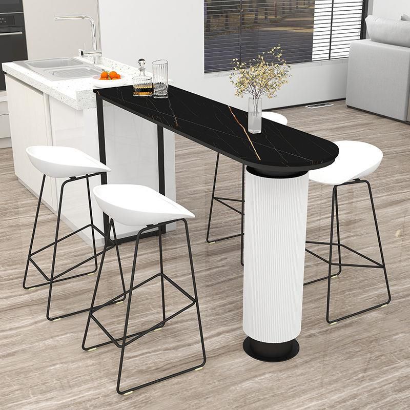 Glam Style Bar Table Stone Double pedestal Bar Dining Table for Indoor