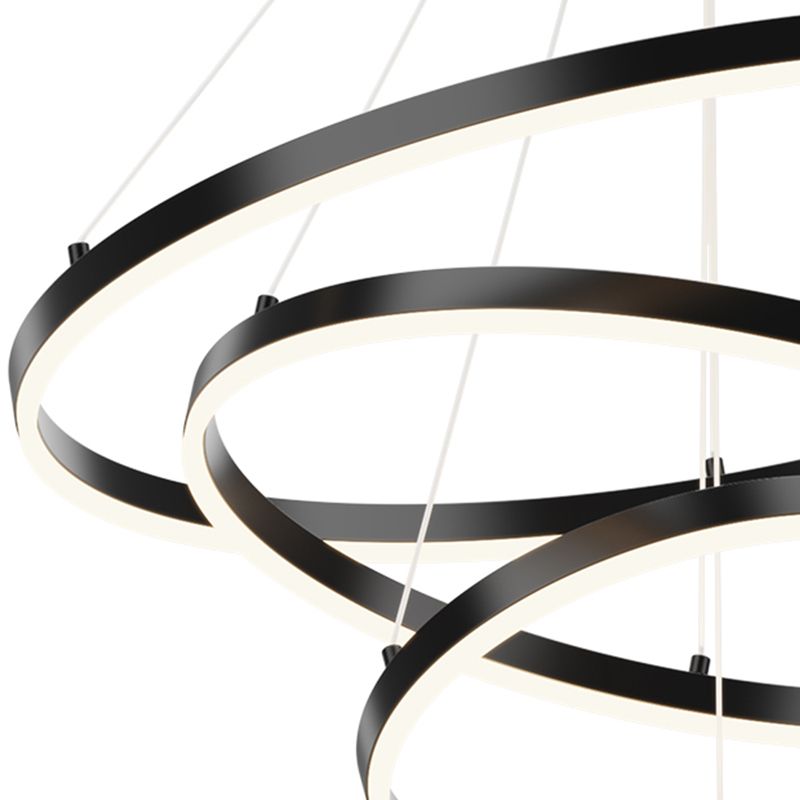 Nordic Circle Chandelier Metal Layered LED Chandelier Pendant for Bedroom