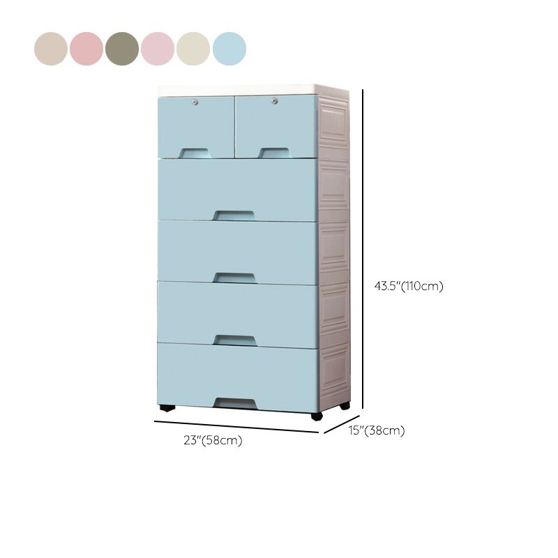 Matte Plastic Kid's Wardrobe 5-Drawer Kids Closet for Bedroom