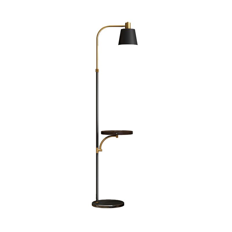 Metallic Barrel Floor Table Light Post Modern Single Black and Gold Finish Standing Floor Lamp