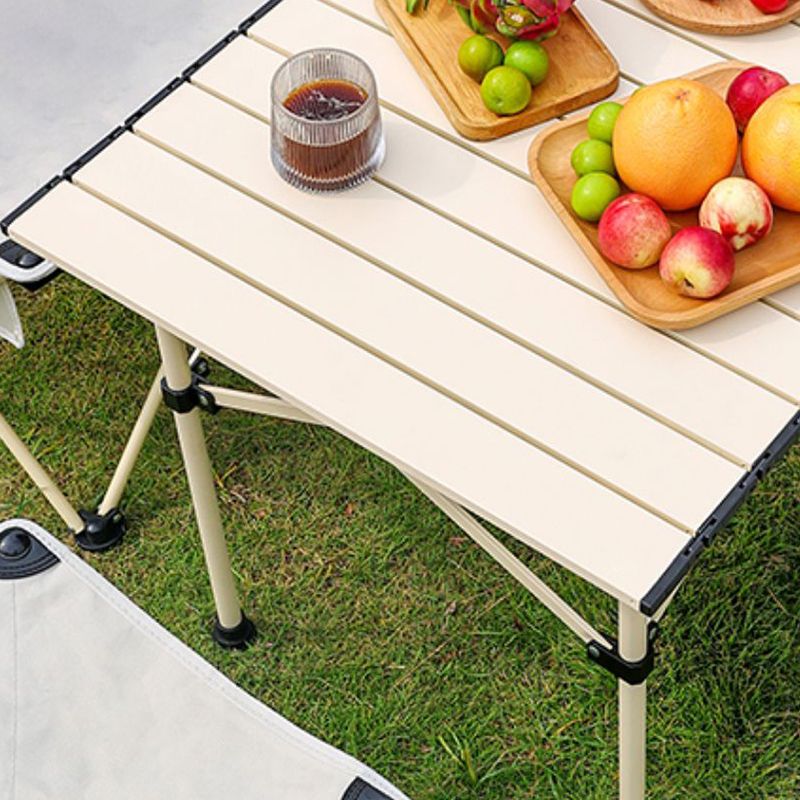 Contemporary Aluminum Camping Table Removable Folding Table in White and Black