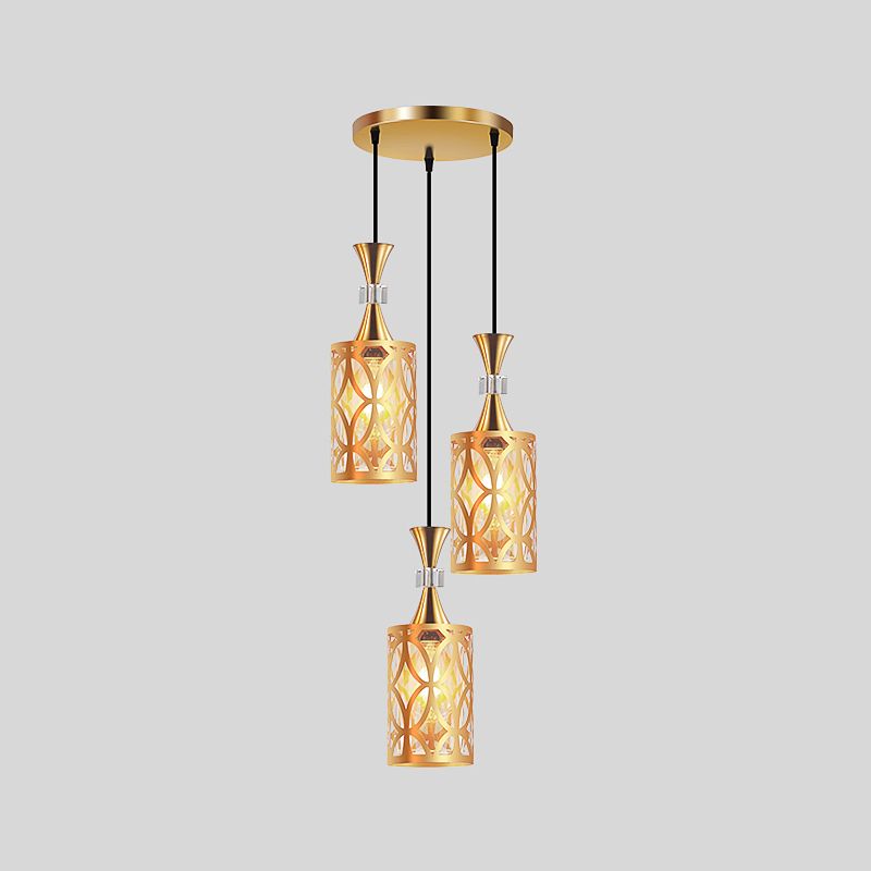 Gold Cutouts Hanging Light Fixture Modern Stylish Glass Pendant Lamp for Dining Room