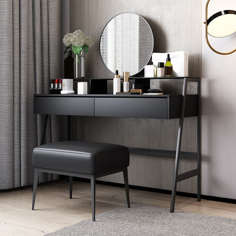 Modern 34.6" Height 2 Drawers Mirrored Makeup Table Desk Vanity