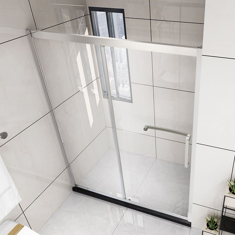 Silver Semi Frameless Single Move Tempered Glass Shower Door
