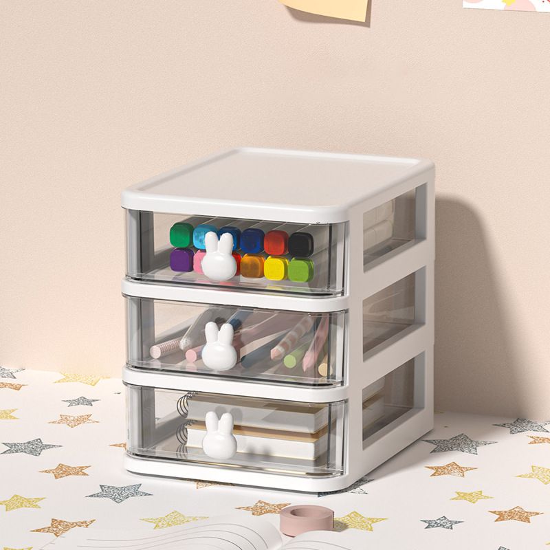 File Cabinet Rabbit Drawers Vertical Transparent Plastic File Cabinet for Home or Office