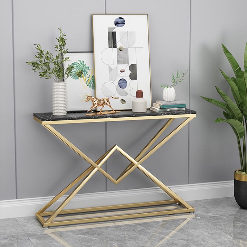 White/Black Console Table Glam Stone Console Table- 11.8" D x 31.5" H