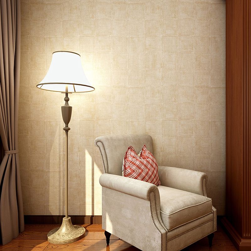 Check Tile Effect Wallpaper Industrial Grassweave Wall Decor in Light Yellow for Bedroom