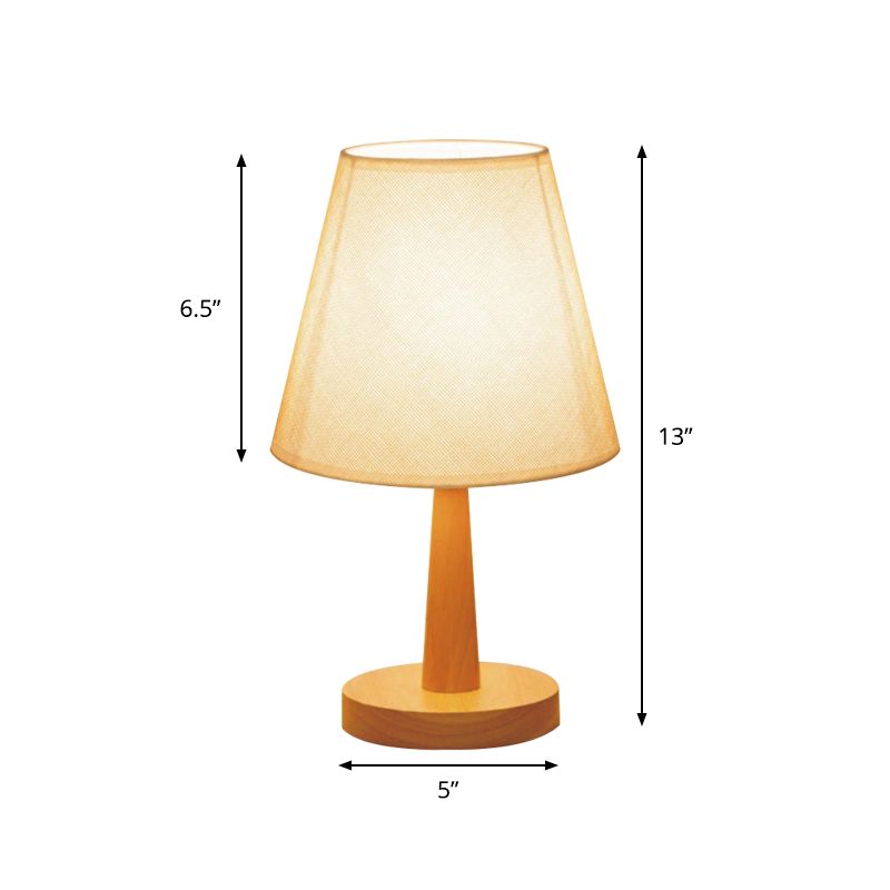 1 Bulb Bedroom Night Light Modernist Beige Nightstand Lamp with Barrel Fabric Shade