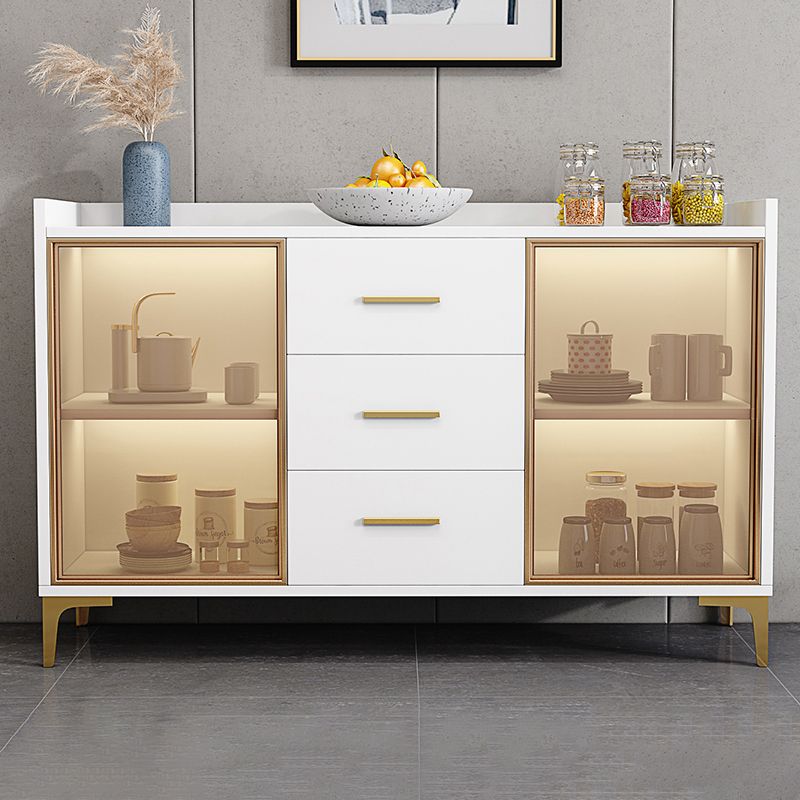 Contemporary Style Buffet Table Wood Side Board with Cabinets and Drawers