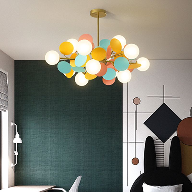 Modern Glass Chandelier Simple Hanging Pendant Light Fixture for Bedroom