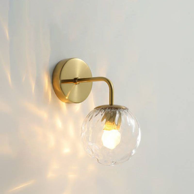 Metal 1-Light Wall Lamp in Modern Style Globe Glass Wall Light for Bedroom